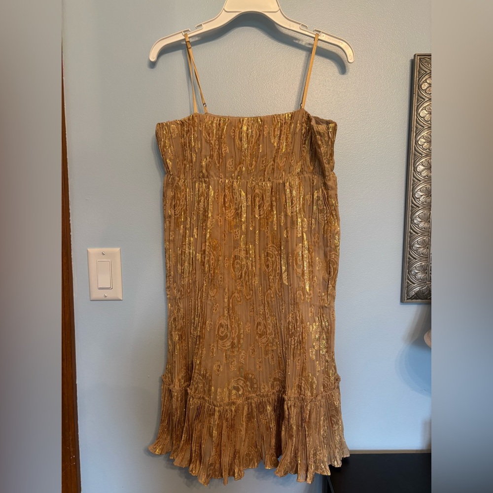 Calvin Klein Strapless Dress in Shimmering Gold